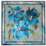 "Синие цветы"  роспись по стеклу, шелк, декор, 16,8 см х 16,8 см